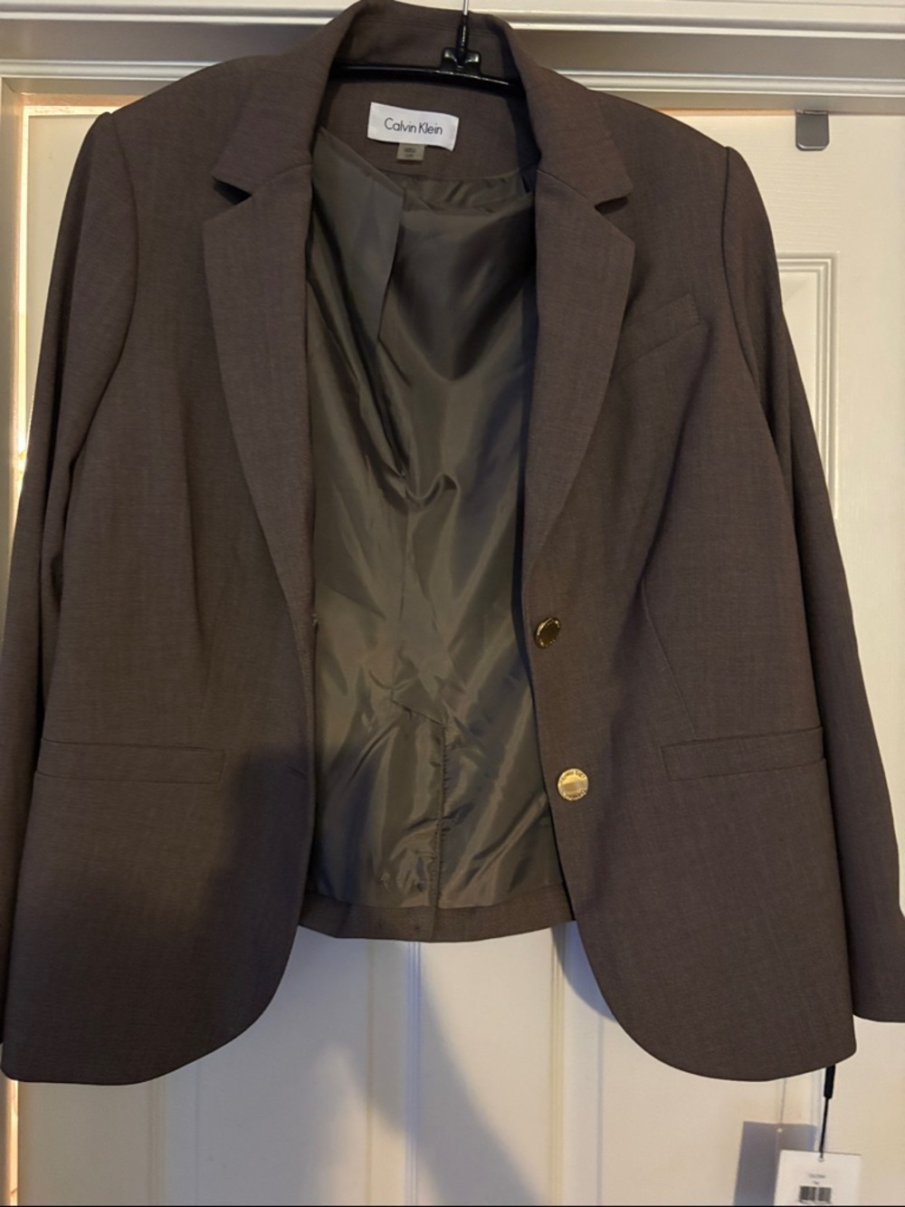 Calvin Klein Women's Dark Gray Single-Button Blazer